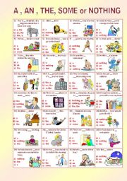 English Worksheet: A,AN,THE,SOME or NOTHING ***MULTIPLE CHOICE***