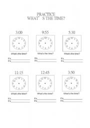 English worksheet: Practice The Time