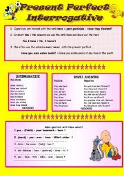 English Worksheet: PRESENT PERFECT INTERROGATIVE FORM AND SHORT ANSWERS