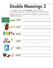 English worksheet: Homographs