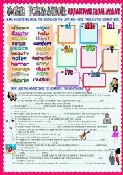 English Worksheet: WORD FORMATION: ADJECTIVES FROM NOUNS