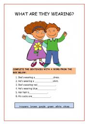 English Worksheet: WHAT ARE THEY WEARING?