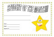 English Worksheet: student of the month