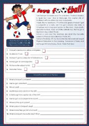 English Worksheet: I LOVE FOOTBALL!