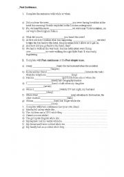 English worksheet: Past Continuous exercises