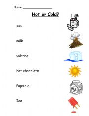 English Worksheet: Hot or Cold?