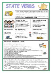 English Worksheet: STATE VERBS