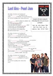 English Worksheet: Pearl Jam - Last kiss