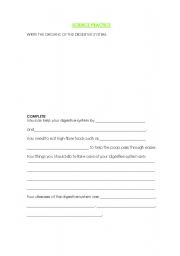 English worksheet: Digestive system practice 