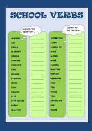 English Worksheet: school verbs