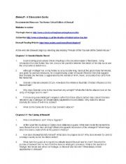 English Worksheet: Beowulf guide