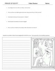 English Worksheet: Prince of Egypt Movie Review Part 1