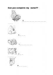 English worksheet: animals