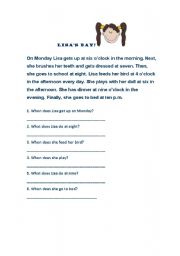 English Worksheet: Lisas Day