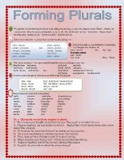 English Worksheet: Plurals forming: Exception and practice