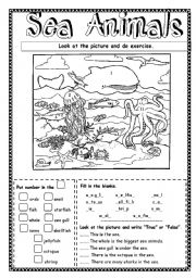 English Worksheet: Sea animals