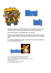 English worksheet: DIFFERENT FAMILY