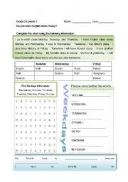 English Worksheet: Weekly Schedule