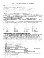 English Worksheet: test for 2nd semester grade 12