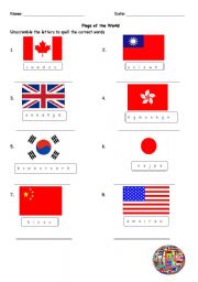 English worksheet: Flags of the World