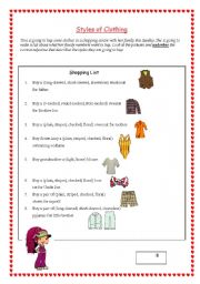 English worksheet: Styles of Clothing