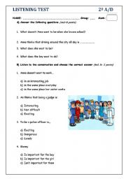 English Worksheet: LISTENING TEST_ JOBS AND PROFESSIONS