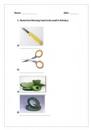 English Worksheet: Floristry tools
