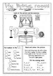 English Worksheet: My Living room