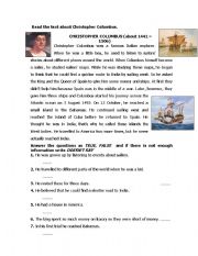 English Worksheet: christopher colombus