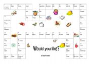 English Worksheet: Would you like.... a/an/some? Game