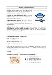 English Worksheet: Writing a Formal E Mail