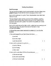 English Worksheet: reading comprehension