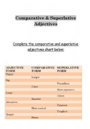 English worksheet: Comparatives and Superlatives Worksheet