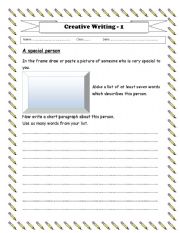 English worksheet: craetive writing