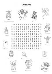 English Worksheet: Carnival - word search