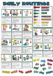 English Worksheet: DAILY ROUTINES - adverbs of frequency  (B&W included)