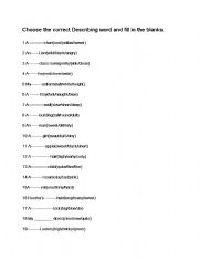 English worksheet: Describing Word