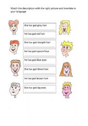 English worksheet: describing people