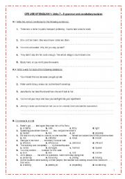 English Worksheet: CPE USE OF ENGLISH 1: Units 7 - 8 grammar (CONDITIONALS, WISHES, UNREAL PAST) & vocabulary revision (idioms, phrasal verbs, collocations, derivatives, words with multiple meanings, words often confused)+ TEACHER´S KEY * FULLY EDITABLE* 