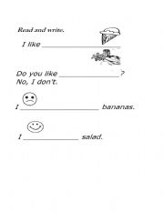 English worksheet: I like I dont like