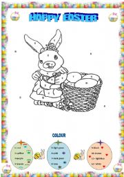 English Worksheet: COLOUR this cute Easter Bunny!!