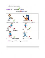 English worksheet: can and cant