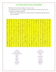 English Worksheet: Letter Soup on Clothing