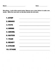 English Worksheet: Deleting Phonemes