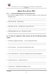 English Worksheet: Relative Clause practices (with 5 tasks)