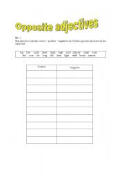 English worksheet: Opposite adjectives