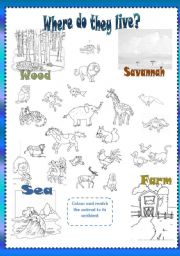 English Worksheet: Where do they live?