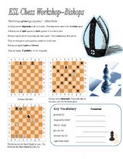 English Worksheet: ESL Chess Workshop--Bishops, Rules, Quiz, Key