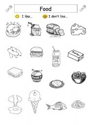 English Worksheet: Food- expressing like and dislike