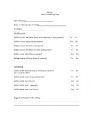 English Worksheet: Peer Conferencing in Writing